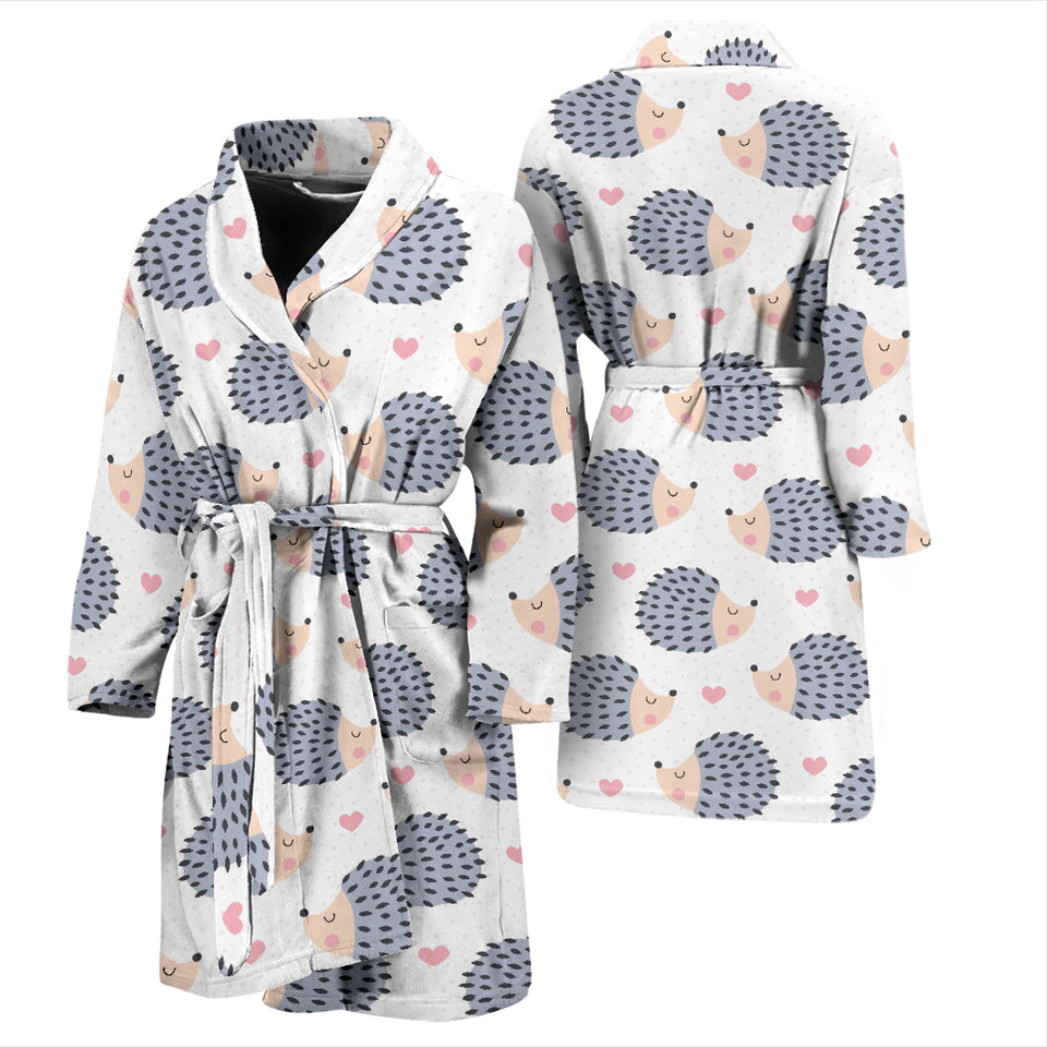 Hedgehog Pattern Print Design 04 Men's Bathrobe
