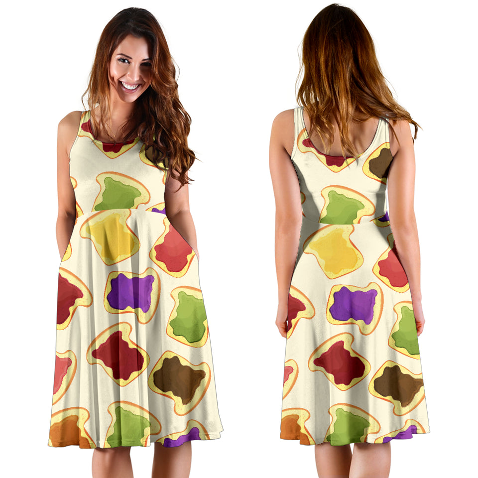 Bread Toast Pattern Print Design 02 Sleeveless Midi Dress
