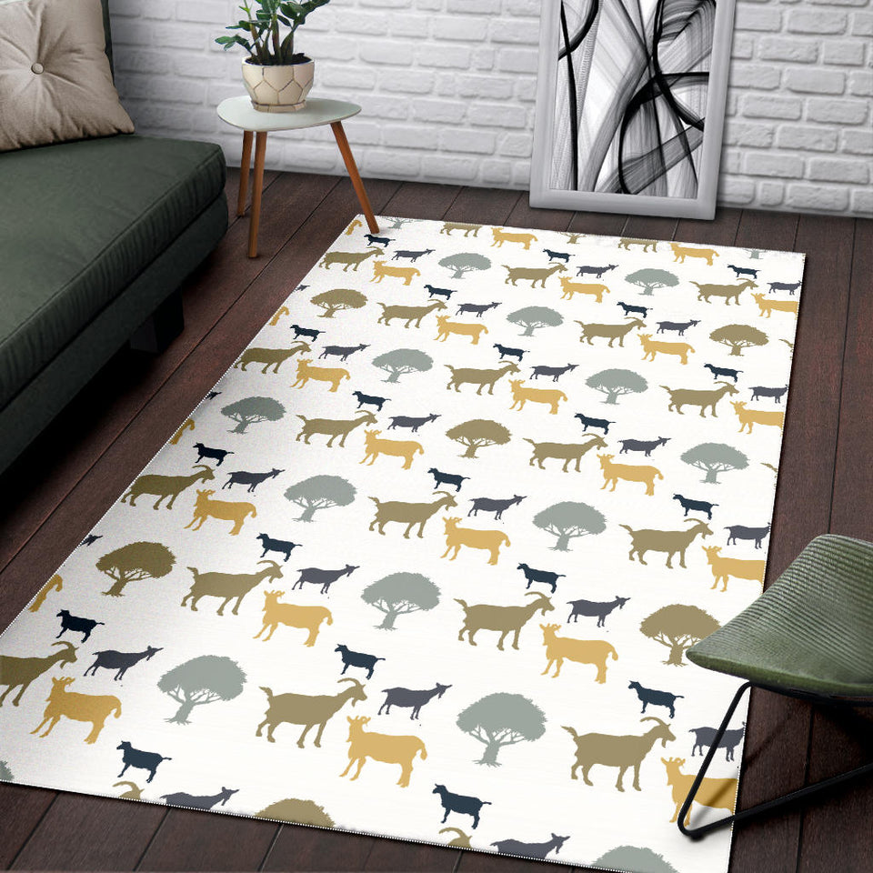 Silhouettes Of Goat And Tree Pattern Area Rug