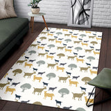 Silhouettes Of Goat And Tree Pattern Area Rug