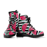 Watercolor Paint Textured Watermelon Pieces Leather Boots