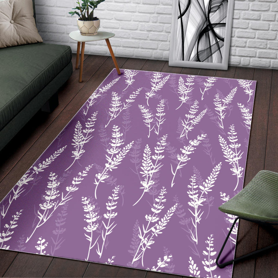 Lavender Flowers Purple Pattern Area Rug