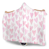 Watercolor Pink Heart Pattern Hooded Blanket