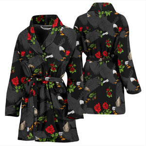 Eagle Pattern Print Design 04 Women's Bathrobe