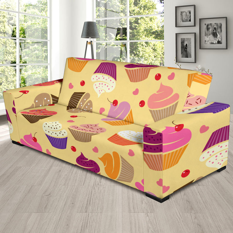 Cake Cupcake Heart Cherry Pattern Sofa Slipcover