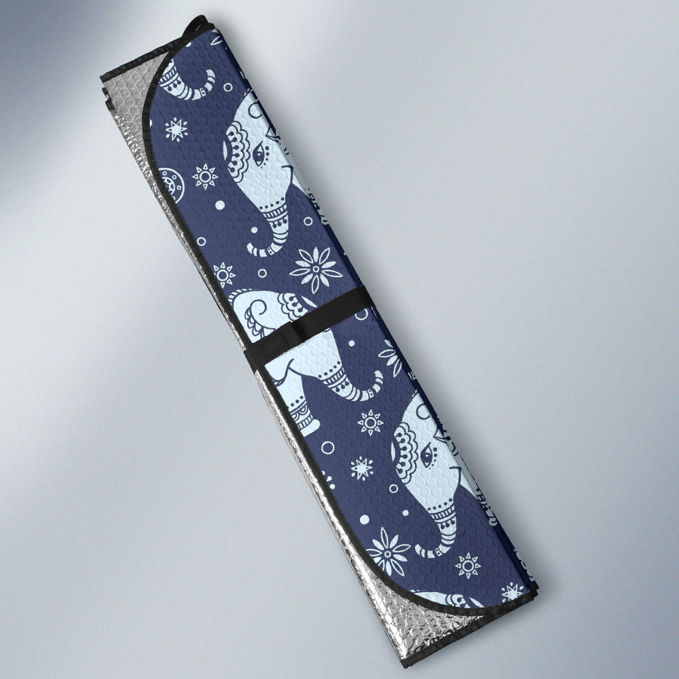 Elephant Tribal Design Pattern Car Sun Shade
