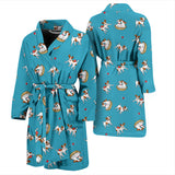 Jack Russel Pattern Print Design 03 Men's Bathrobe