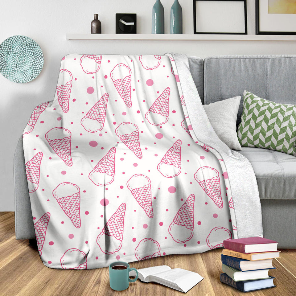 Hand Drawn Ice Cream Pattern Premium Blanket