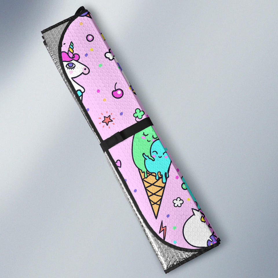 Cute Ice Cream Cone Animal Pattern Car Sun Shade
