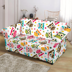Color Cute Owl Pattern Loveseat Couch Slipcover
