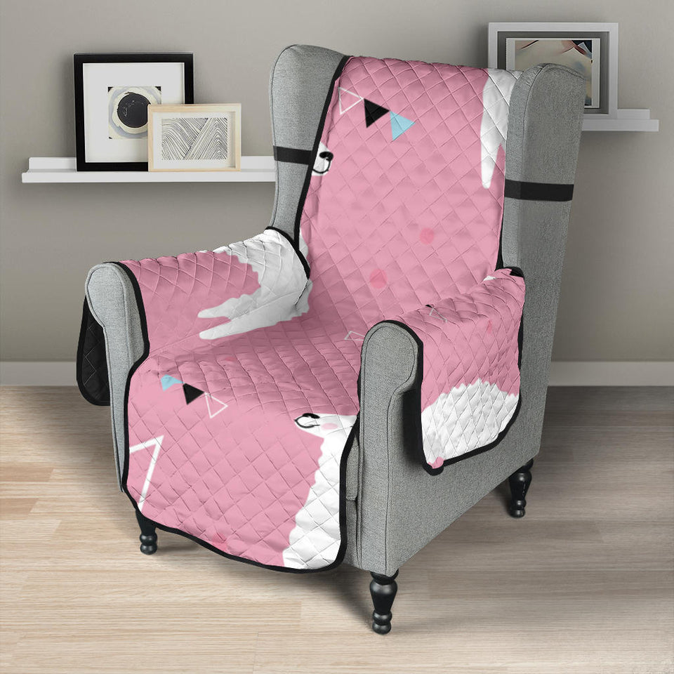 Llama Alpaca pink background Chair Cover Protector