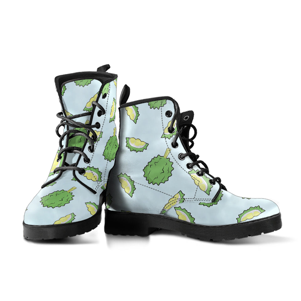 Durian Pattern Blue Background Leather Boots
