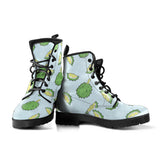 Durian Pattern Blue Background Leather Boots