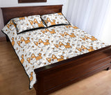 Cute corgi heart star bone pattern Quilt Bed Set