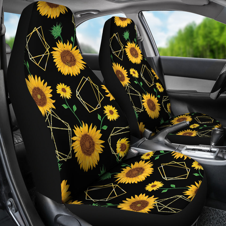 Sunflower Golden Polygonal Shapes  Universal Fit Car Seat Covers
