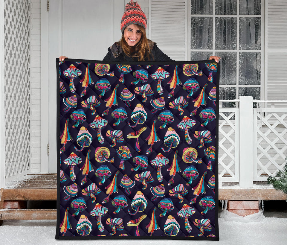 Colorful Mushroom Pattern Premium Quilt