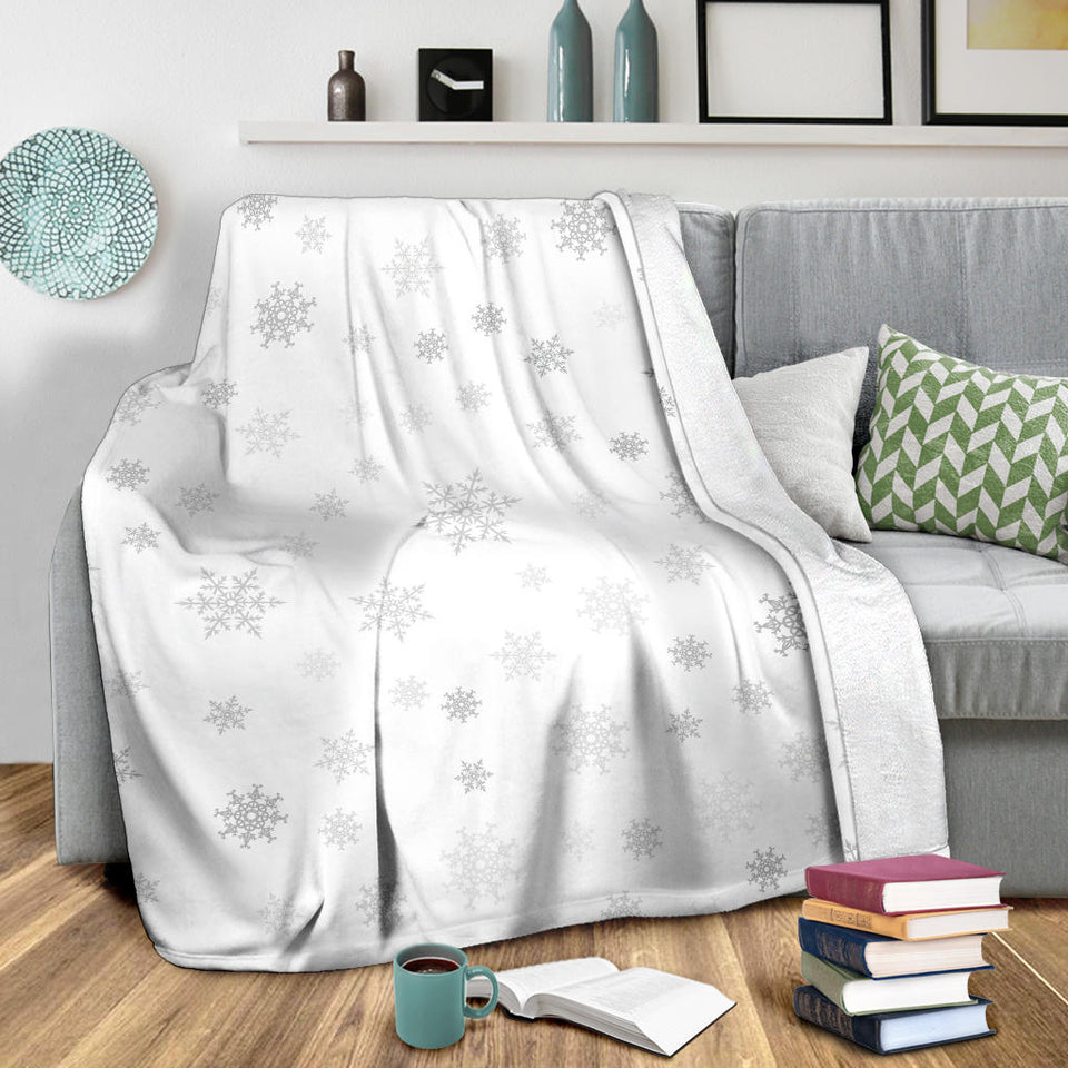 Snowflake Pattern White Background Premium Blanket