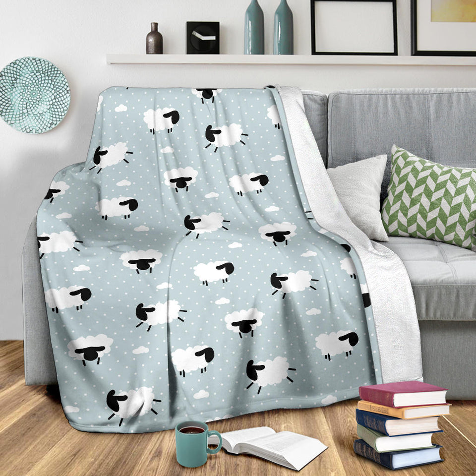 Sheep Polka Dot Cloud Pattern Premium Blanket