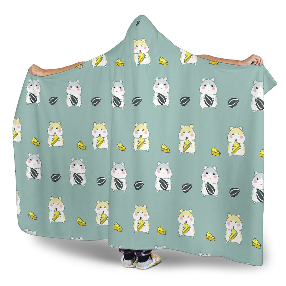 Cute Hamster Cheese Pattern Hooded Blanket