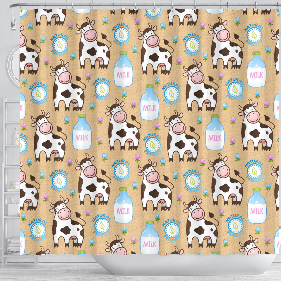 Cow Bottle Of Milk Pattern Shower Curtain Fulfilled In US