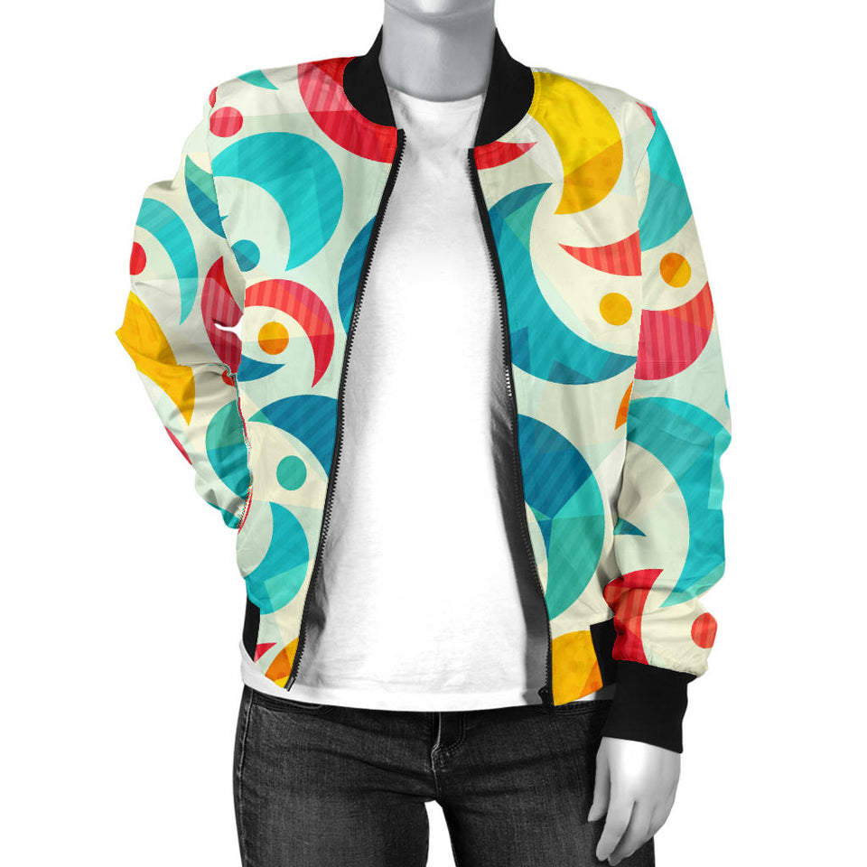 Colorful Moon Pattern Women'S Bomber Jacket