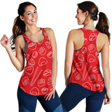sushi pattern red background Women Racerback Tank Top