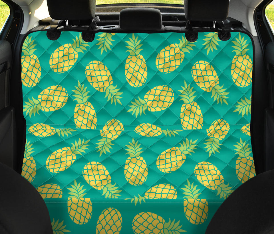 Pineapples Pattern Green Background Dog Car Seat Covers