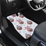 Cute Pug Hat Rabbit Costume Pattern Front And Back Car Mats