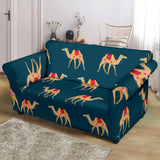 Camel Pattern Blue Blackground Loveseat Couch Slipcover