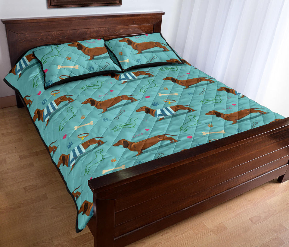 Dachshund decorative background Quilt Bed Set