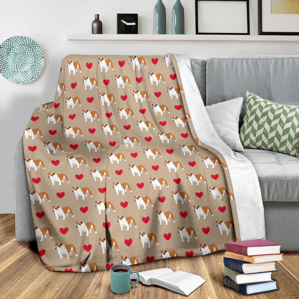 English Bulldog Pattern Print Design 05 Premium Blanket