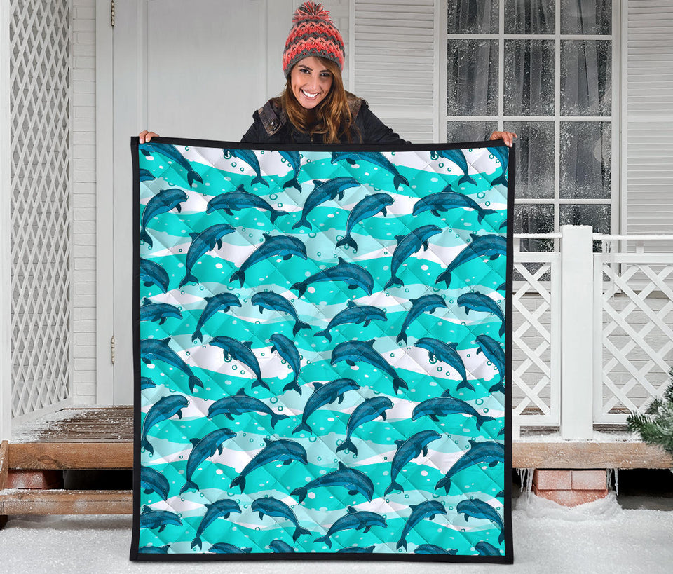 Dolphin Sea Pattern Premium Quilt