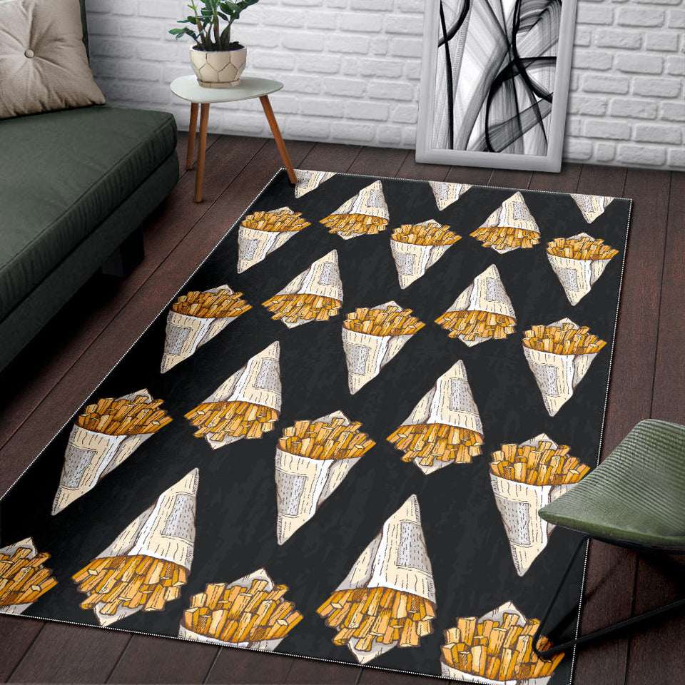 French Fries Dark Background Area Rug