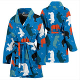 Colorful Rhino Pattern Women'S Bathrobe