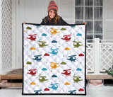 Colorful Helicopter Pattern Premium Quilt
