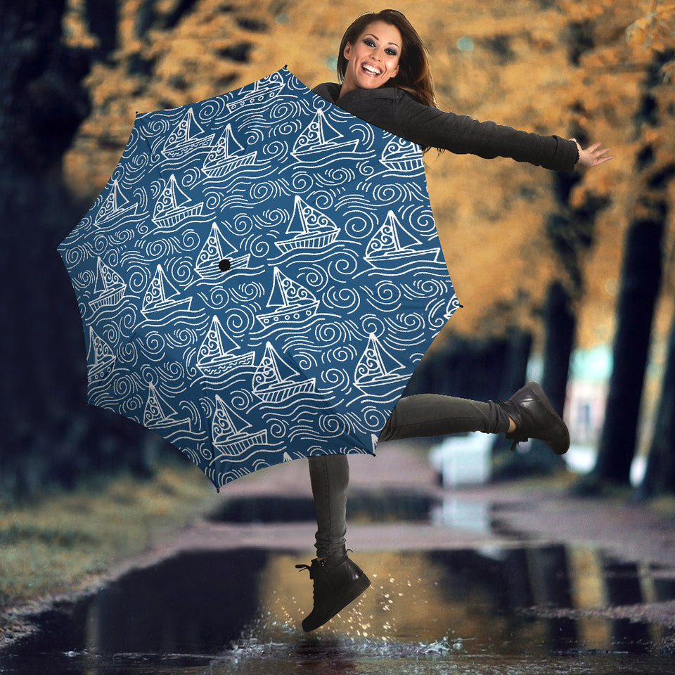 Hand Drawn Sailboat Pattern Umbrella