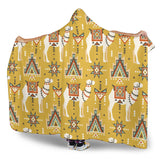 Camels Ethnic Motif Pattern Hooded Blanket