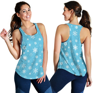 Snowflake pattern blue background Women Racerback Tank Top