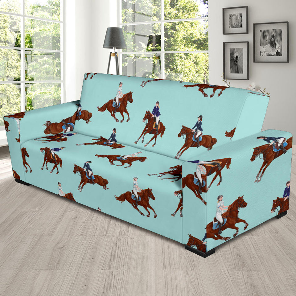 Horses Running Horses Rider Pattern Sofa Slipcover