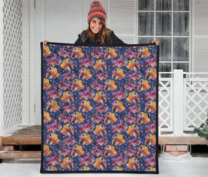 Goldfish Pattern Print Design 05 Premium Quilt