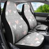 Heart Pattern Gray Background Universal Fit Car Seat Covers