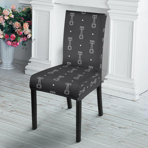 Engine Piston Black Background Pattern Print Design 02 Dining Chair Slipcover