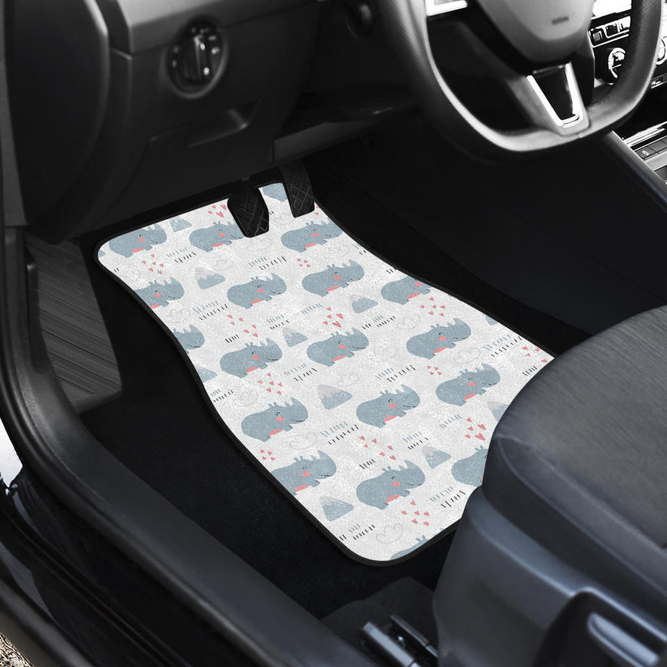 Cute Rhino Heart Pattern Front Car Mats