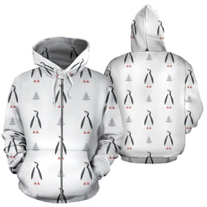 Penguin Pattern Zip Up Hoodie