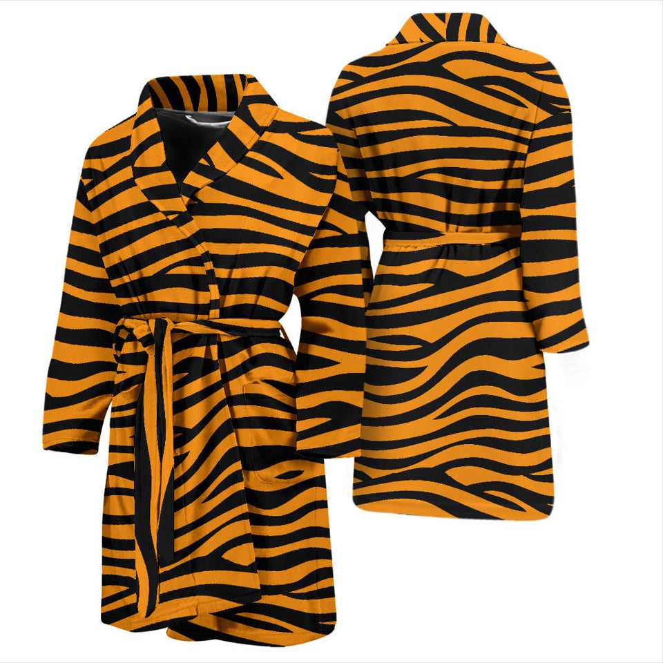 Bengal Tigers Skin Print Pattern Background Men'S Bathrobe