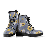Cute Hamster Sunflower Pattern Background Leather Boots