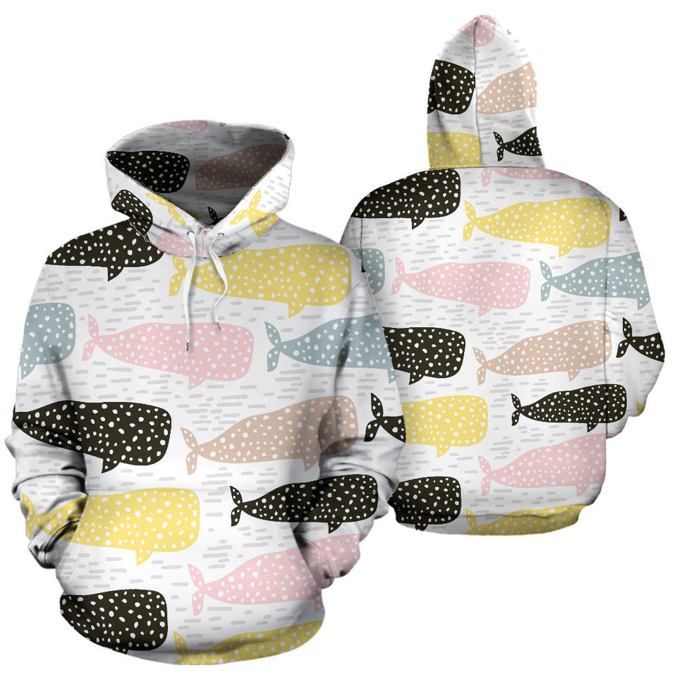 Whale Dot Pattern Men Women Pullover Hoodie