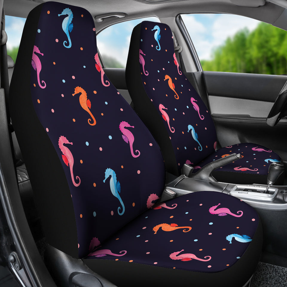 Watercolor Colorful Seahorse Pattern  Universal Fit Car Seat Covers