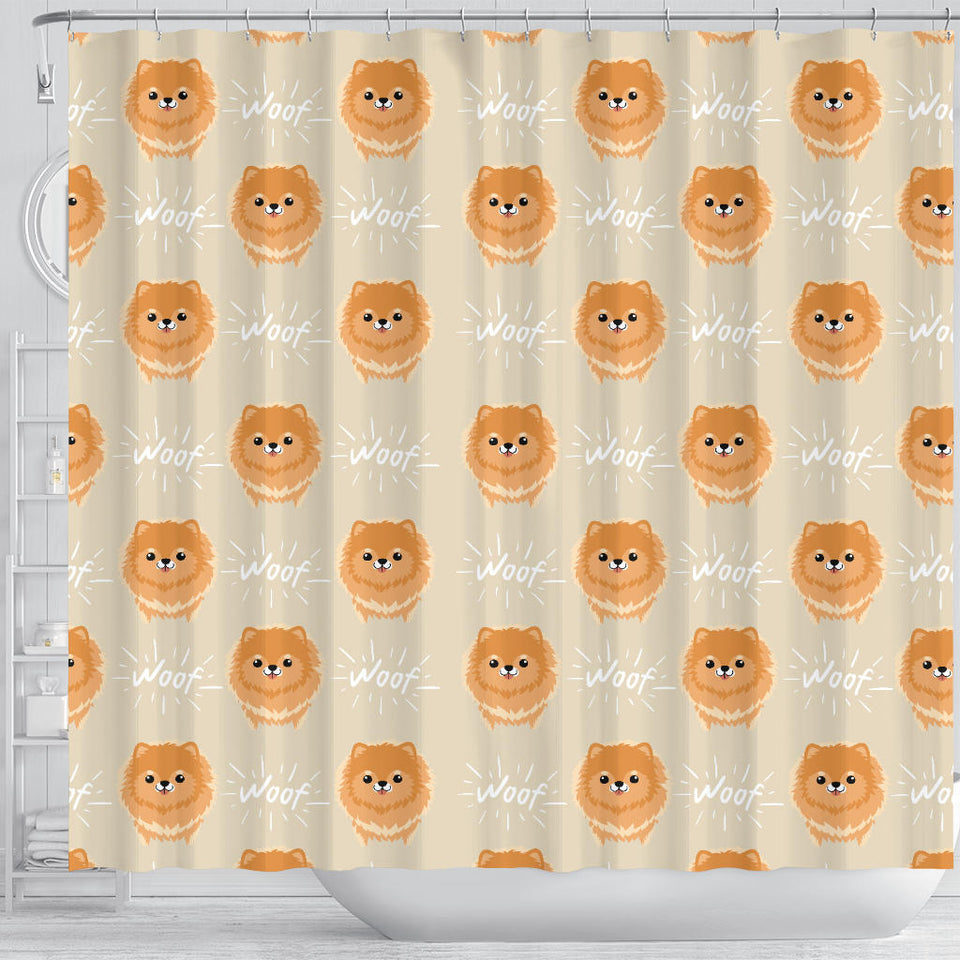 Cute Brown Pomeranian Puppy  Shower Curtain Fulfilled In US