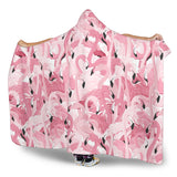 Pink Flamingos Pattern Background Hooded Blanket